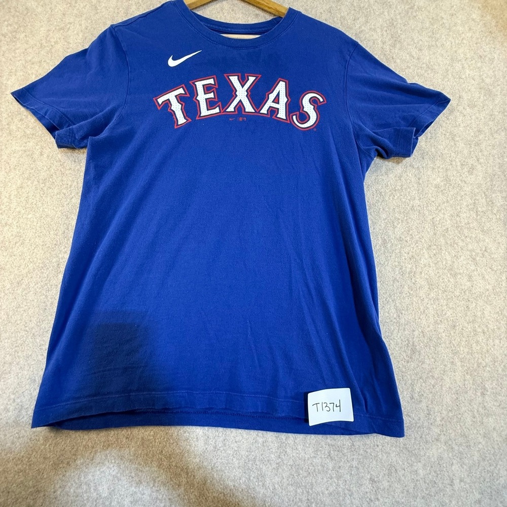 Nike Texas Rangers Jonah Heim 28‎ Royal Blue MLB Player T-Shirt Mens Large